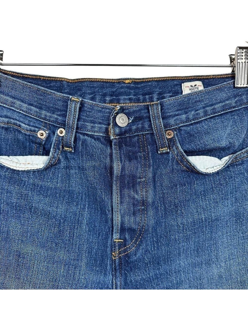 Levi's Blue Denim Midrise Jeans Wedgie Fit White Oak Cone Frayed Women Sz 27 - Picture 5 of 10